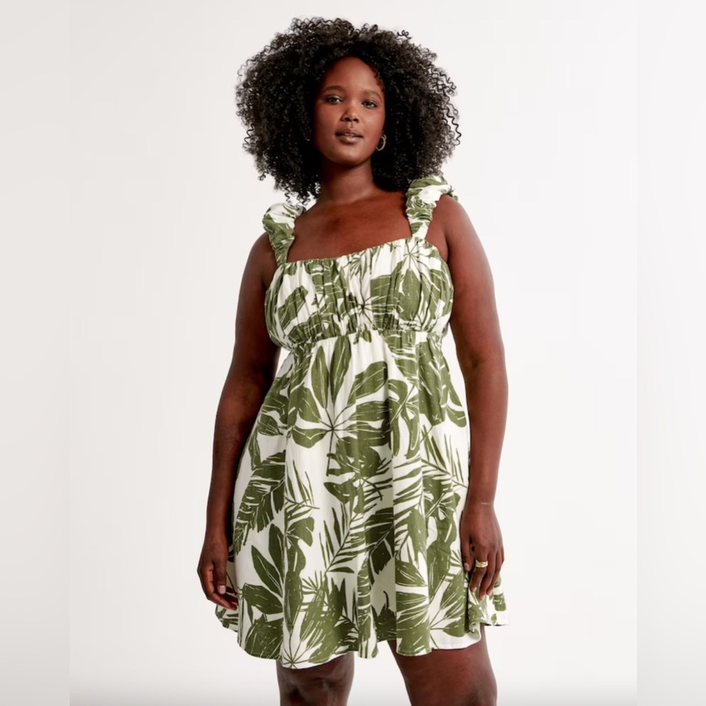 Abercrombie & Fitch Puff Strap Babydoll Mini Dress